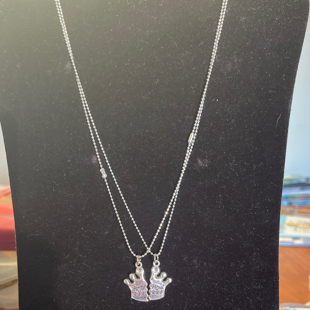 Disney Silver Royal BFF Crowns Charm Necklaces